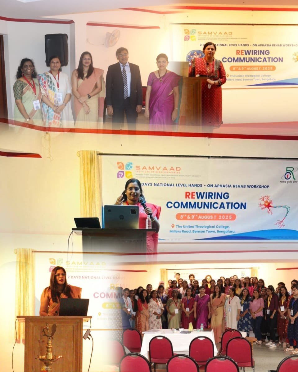 Samvaad Institute of Speech and Hearing organised hands – On Aphasia Rehabilitation workshop for two…